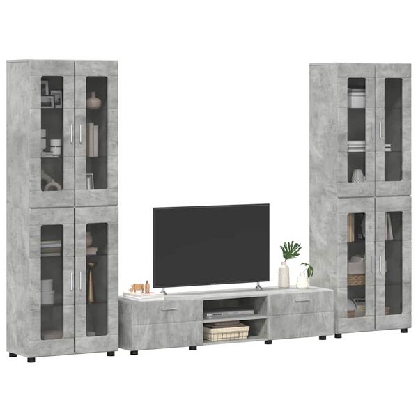 vidaXL Ensemble meuble TV FLORIN Gris b&eacute;ton Bois d'ing&eacute;nierie
