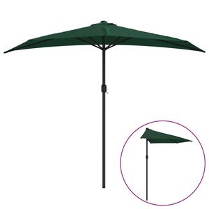 vidaXL Parasol de balcon avec m&acirc;t en aluminium Vert 270x144 cm Demi