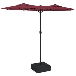 vidaXL Parasol de jardin &agrave; double t&ecirc;te avec LED rouge bordeaux