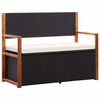 vidaXL Banc de jardin 115 cm R&eacute;sine tress&eacute;e et bois d'acacia Noir