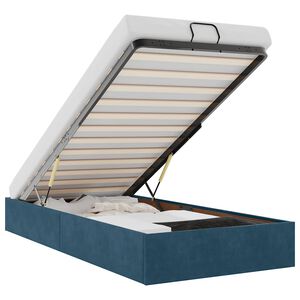 vidaXL Cadre de lit ottoman sans matelas bleu fonc&eacute; 90x200 cm velours