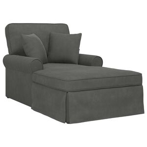 vidaXL Chaise lounge avec jupe 3 pc Gris fonc&eacute; Tissu en velours c&ocirc;tel&eacute;