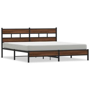 vidaXL Cadre de lit en m&eacute;tal sans matelas ch&ecirc;ne marron 180x200 cm
