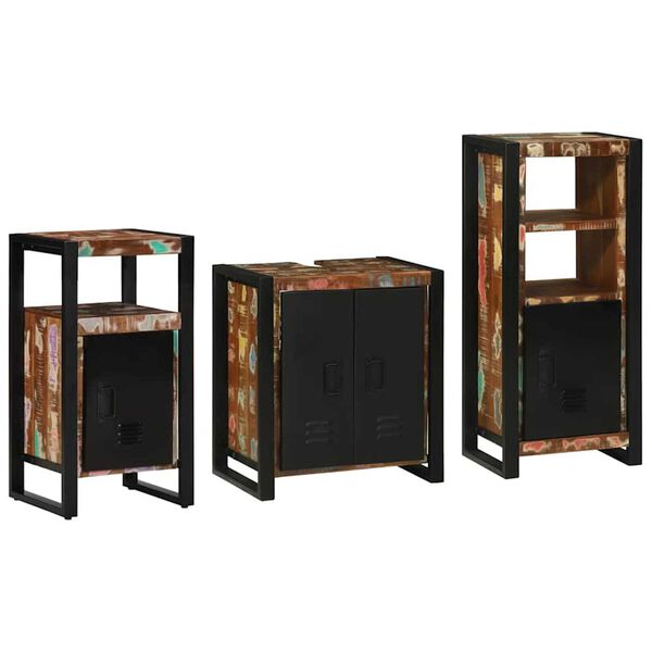 vidaXL Ensemble de mobilier de salle de bain 3 pcs Bois Recyclé Solide
