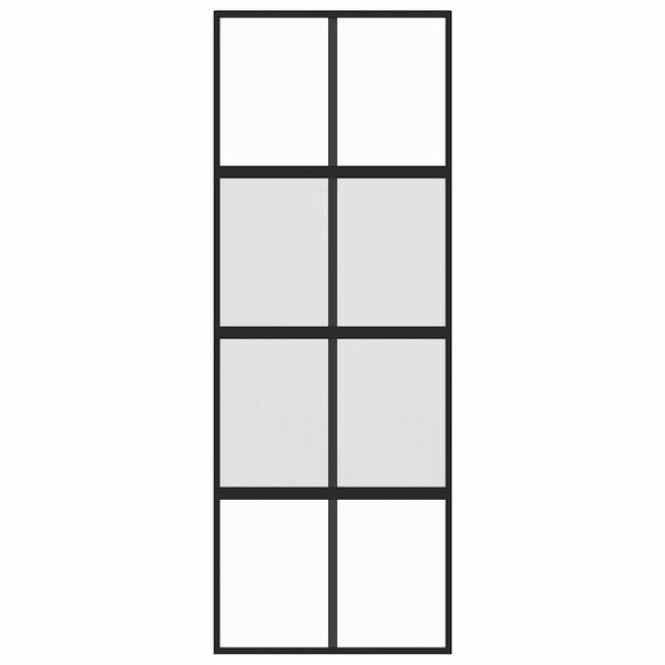 vidaXL Porte coulissante noir 76x205 cm verre tremp&eacute; aluminium
