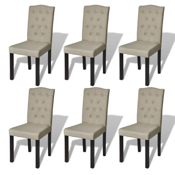 vidaXL Chaises &agrave; manger lot de 6 poil de chameau tissu