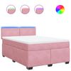 vidaXL Sommier &agrave; lattes de lit avec matelas Rose 160x200 cm Velours