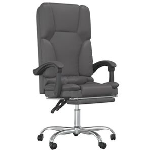 vidaXL Fauteuil de massage inclinable de bureau gris similicuir