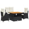 vidaXL Ensemble &agrave; manger de jardin 4 pcs avec coussins noir