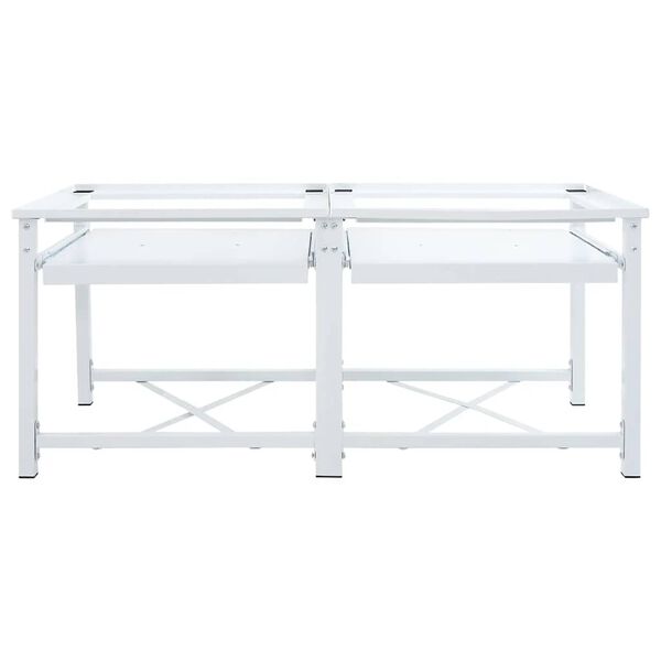 vidaXL Double socle pour machine à laver étagères coulissantes blanc