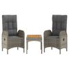 vidaXL Salon de jardin 3 pcs avec coussins Gris R&eacute;sine tress&eacute;e