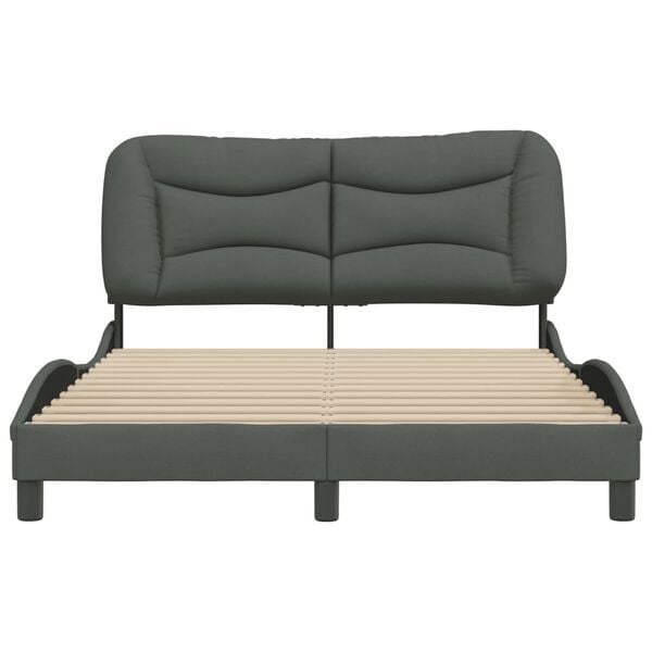 vidaXL Cadre de lit sans matelas Hvar gris fonc&eacute; 140x200 cm tissu