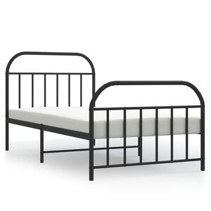vidaXL Cadre de lit m&eacute;tal sans matelas avec pied de lit noir 107x203cm