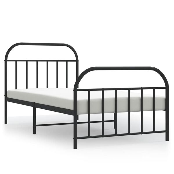 vidaXL Cadre de lit métal sans matelas avec pied de lit noir 107x203cm