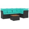 vidaXL Salon de jardin 6 pcs avec coussins noir r&eacute;sine tress&eacute;e