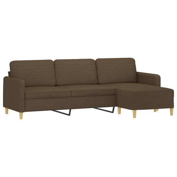vidaXL Canap&eacute; &agrave; 3 places avec repose-pieds Marron 210 cm Tissu