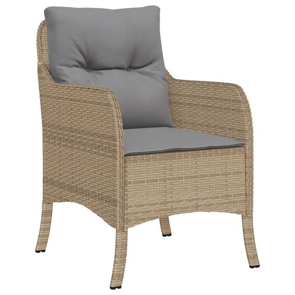 vidaXL Ensemble &agrave; manger de jardin et coussins 3 pcs Beige poly rotin