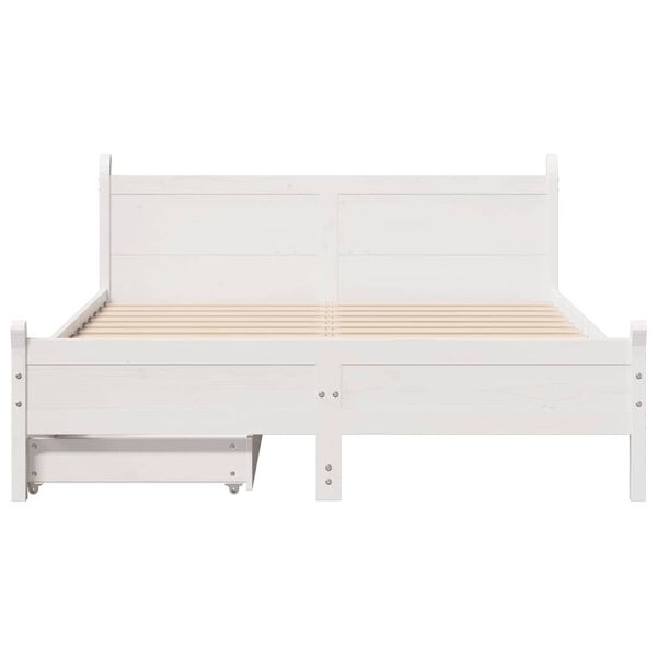 vidaXL Cadre de lit sans matelas blanc 140x190 cm bois de pin massif