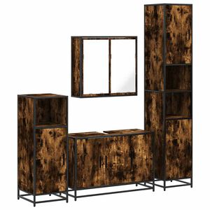 vidaXL Ensemble meubles salle de bain 4 pcs ch&ecirc;ne fum&eacute; bois ing&eacute;nierie