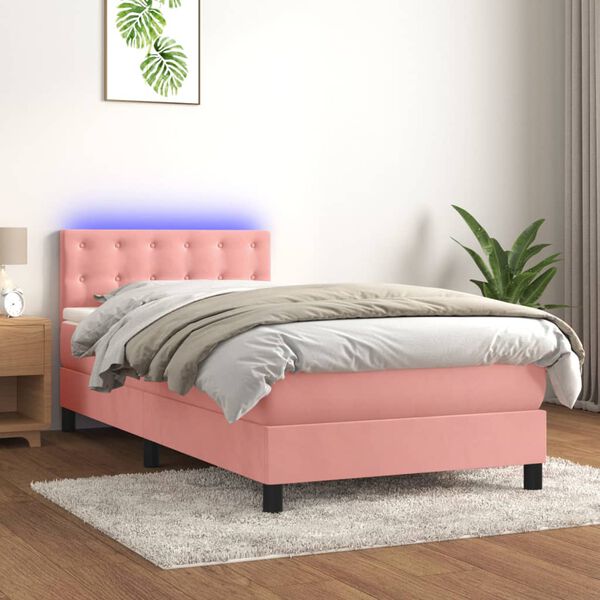vidaXL Sommier &agrave; lattes de lit avec matelas et LED Rose 80x200 cm