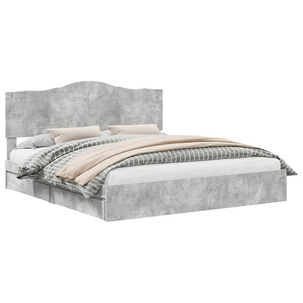 vidaXL Lit de Rangement Gris b&eacute;ton 180 x 200 cm Bois d'ing&eacute;nierie