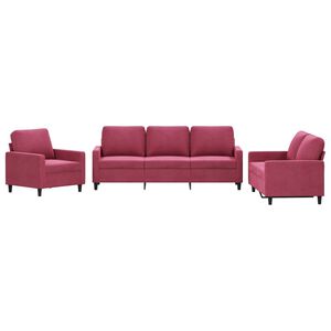 vidaXL Ensemble de canap&eacute;s 3 pcs avec coussins Rouge bordeaux Velours