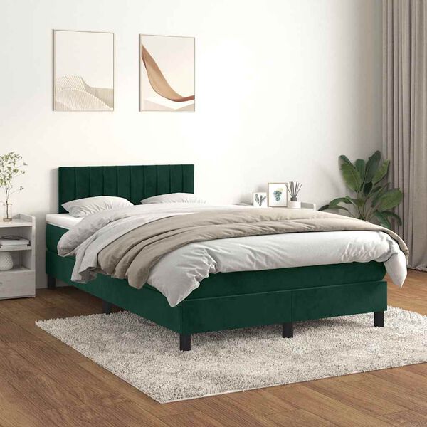 vidaXL Sommier &agrave; lattes de lit avec matelas vert fonc&eacute; 120x190 cm