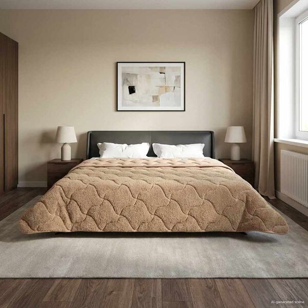 vidaXL Duvet complet toute l'ann&eacute;e Matelass&eacute; Taupe 220 x 260 cm