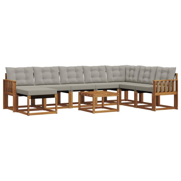 vidaXL Ensemble de canap&eacute;s d'ext&eacute;rieur 9 pcs Gris Naturel et Clair