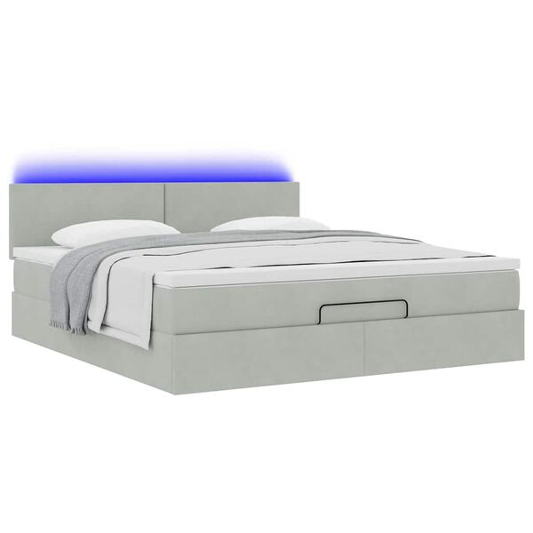 VidaXL Cadre de lit ottoman avec matelas gris clair 160x200 cm velours