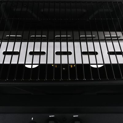 vidaXL Barbecue à gaz avec table latérale à 3 niveaux Noir