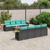 vidaXL Salon de jardin 9 pcs avec coussins noir r&eacute;sine tress&eacute;e