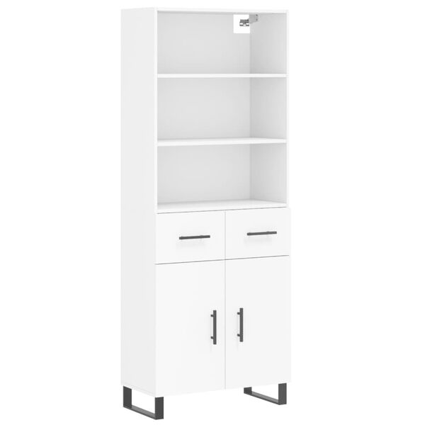 vidaXL Buffet haut Blanc 69,5x34x180 cm Bois d'ing&eacute;nierie