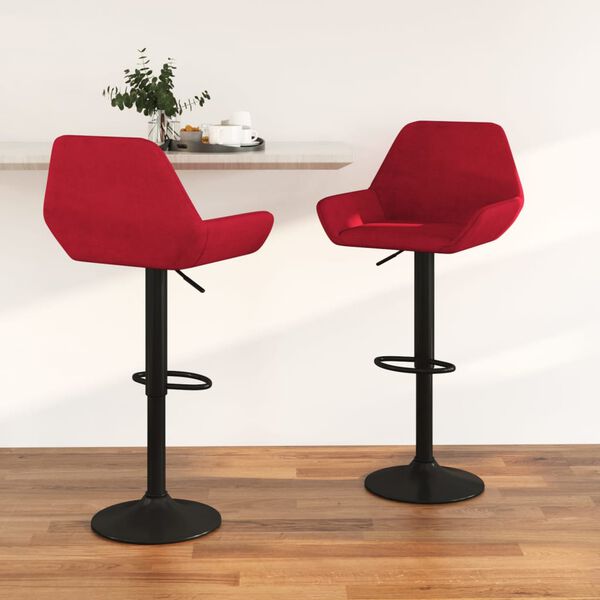 vidaXL Tabourets de bar lot de 2 rouge bordeaux velours
