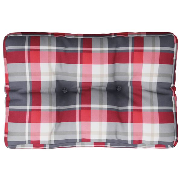 vidaXL Coussin de palette motif &agrave; carreaux rouge 50x40x12 cm tissu