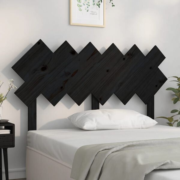 vidaXL T&ecirc;te de lit Noir 132x3x81 cm Bois massif de pin