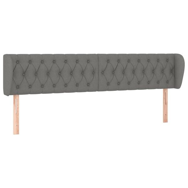 vidaXL Tête de lit avec oreilles Gris foncé 203x23x78/88 cm Tissu