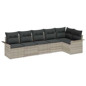 vidaXL Ensemble de canap&eacute; de jardin 6 pc Gris clair polyrotin