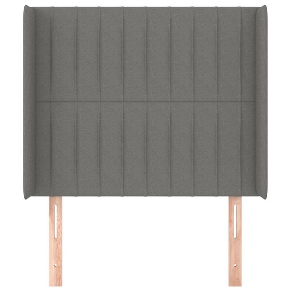 vidaXL T&ecirc;te de lit avec oreilles Gris fonc&eacute; 93x16x118/128 cm Tissu