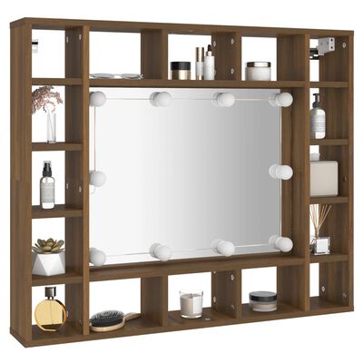 vidaXL Armoire à miroir avec LED Chêne marron 91x15x76,5 cm