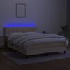vidaXL Sommier &agrave; lattes de lit avec matelas LED Cr&egrave;me 140x190 cm Tissu