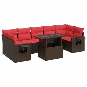 vidaXL Salon de jardin avec coussins 8 pcs marron r&eacute;sine tress&eacute;e acacia