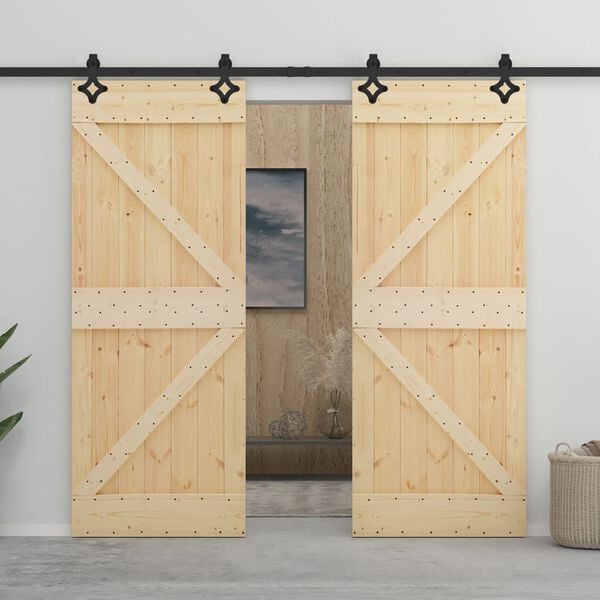 vidaXL Porte coulissante avec kit de quincaillerie 90x210cm Pin massif