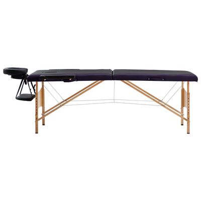 vidaXL Table de massage pliable 2 zones Bois Noir