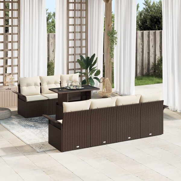 vidaXL Ensemble de canap&eacute; de jardin 8 pcs Marron polyrotin