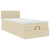 vidaXL Cadre de lit ottoman avec matelas cr&egrave;me 90x190 cm tissu