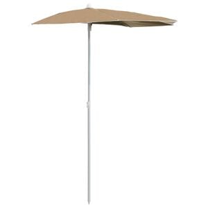 vidaXL Demi-parasol de jardin avec m&acirc;t 180x90 cm taupe