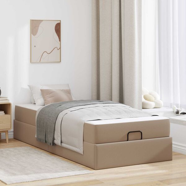 vidaXL Cadre de lit avec matelas avec matelas 2 pcs Tan PVC