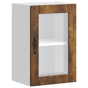 vidaXL Armoire murale de cuisine avec porte en verre Porto ch&ecirc;ne fum&eacute;