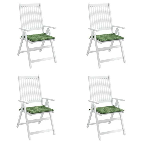 vidaXL Coussins de chaise lot de 4 motif de feuilles 40x40x4 cm tissu